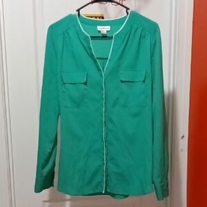 Jaclyn Smith Collection Size Large Teal Long Sleeve Blouse